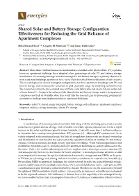 Shared Solar and Battery Storage Configuration Effectiveness for Reducing the Grid Reliance of Apartment Complexes