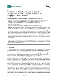 Synthesis of Bisindole Alkaloids from the Apocynaceae Which Contain a Macroline Or Sarpagine Unit: a Review