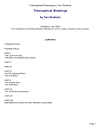 Theosophical Gleanings by Two Students Theosophical Gleanings