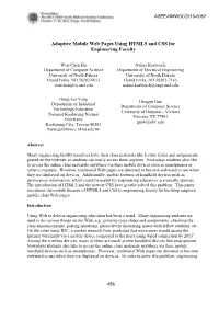Adaptive Mobile Web Pages Using HTML5 and CSS for Engineering Faculty