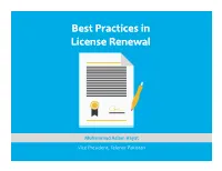 Best Practices in License Renewal