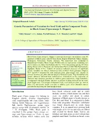 Genetic Parameters of Variation for Seed Yield and Its Component Traits in Black Gram (Vigna Mungo L