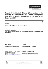 Report of the Strategic Director (Regeneration) to the Meeting of Environment and Waste Management Overview & Scrutiny Committee to Be Held on 01 December 2015