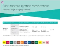 Subcutaneous Injection Considerations for Needle Length and Gauge Selection*