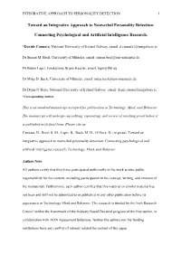Toward an Integrative Approach to Nonverbal Personality Detection