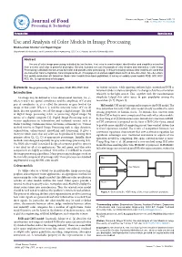 Use and Analysis of Color Models in Image Processing