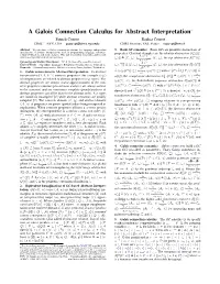 A Galois Connection Calculus for Abstract Interpretation∗