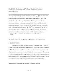 Black Hole Radiation and Volume Statistical Entropy