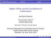 Higher Infinity and the Foundations of Mathematics