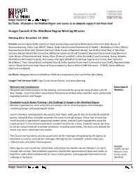 Hunger Council of the Windham Region Meeting Minutes