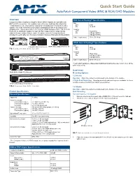 Quick Start Guide Autopatch Component Video (BNC & RCA) DAD Modules