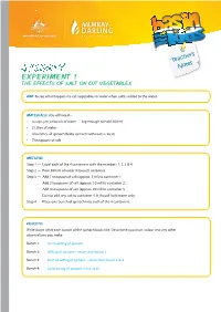 Salinity Experiment Teacher Notes