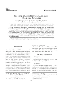 Screening of Antioxidant and Anticancer Effects from Flavonoids