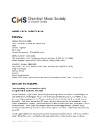 Artist Series – Gilbert Kalish Program Notes