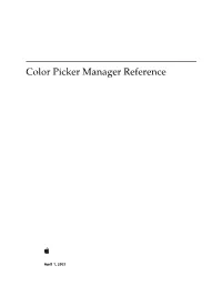 Color Picker Manager Reference