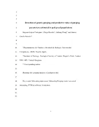 Detection of Genetic Purging and Predictive Value of Purging