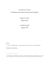 From Factors to Actors: Computational Sociology and Agent-Based Modeling1