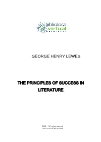 George Henry Lewes the Principles of Success In