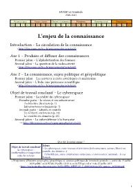 L'enjeu De La Connaissance