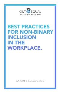 Non-Binary Inclusion in the Workplace
