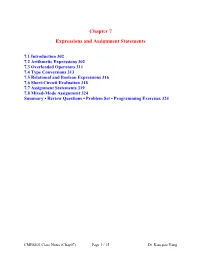 Chapter 7 Expressions and Assignment Statements