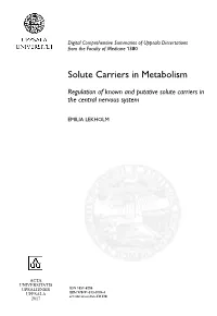 Solute Carriers in Metabolism