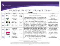 2016 Availability Report - for Lease & for Sale