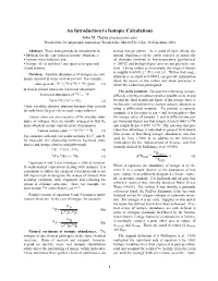 An Introduction to Isotopic Calculations John M