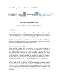 Dietitian: Participant Information Sheet Version2:16/08/2019 1