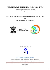 PRELIMINARY INFORMATION MEMORANDUM for Inviting Expression of Interest For