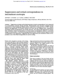 Suppression and Retinal Correspondence in Intermittent Exotropia