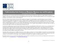 Understanding State Statutes on Minimum Marriage Age and Exceptions