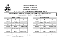 University of the Punjab College of Art & Design Architecture Department