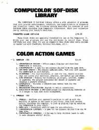 Compucolor® Sof-Disk Library Color Action Games