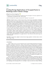Cooling Energy Implications of Occupant Factor in Buildings Under Climate Change