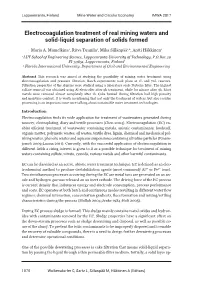 Electrocoagulation Treatment of Real Mining Waters and Solid-Liquid Separation of Solids Formed