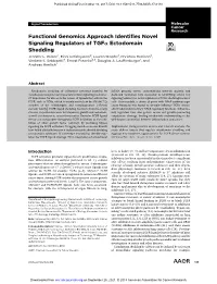 Functional Genomics Approach Identifies Novel Signaling Regulators of Tgfa Ectodomain Shedding