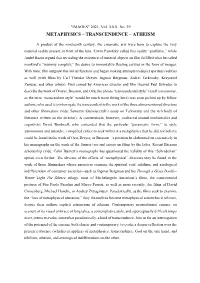 Metaphysics – Transcendence – Atheism
