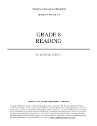 Spring 2010 Grade 8 Reading
