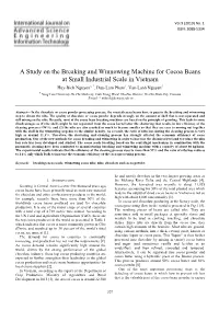 A Study on the Breaking and Winnowing Machine for Cocoa