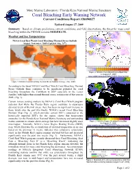Coral Bleaching Early Warning Network Current Conditions Report #20090827