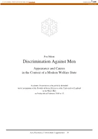 Discrimination Against Men Appearance and Causes in the Context of a Modern Welfare State
