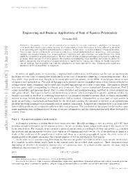 Engineering and Business Applications of Sum of Squares Polynomials