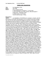 FONDS LEVEL DESCRIPTION Title: Louis Applebaum Fonds Dates