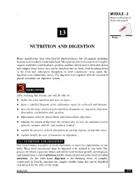 Nutrition and Digestion MODULE - 2 Forms and Function of Plants and Animals