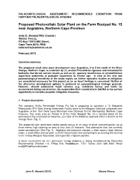 Proposed Photovoltaic Solar Plant on the Farm Rooipad No. 15 Near Augrabies, Northern Cape Province
