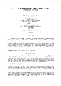 Survey on Security Threats for Various Mobile Operating Systems