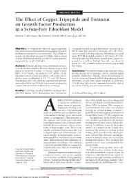 The Effect of Copper Tripeptide and Tretinoin on Growth Factor Production in a Serum-Free Fibroblast Model