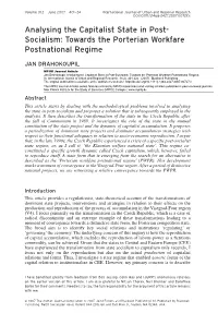 Analysing the Capitalist State in Post-Socialism: Towards The