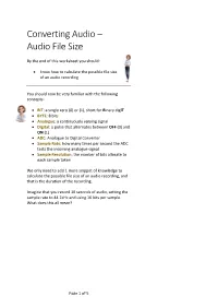 Converting Audio – Audio File Size